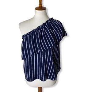 BP. One -Shoulder Striped Ruffle Top Size M